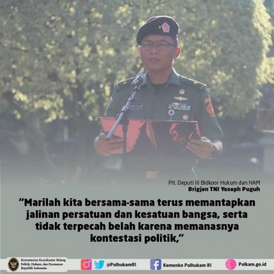 Quotes Plt. Deputi III Bidkoor Hukum dan HAM Kemenko Polhukam Brigjen TNI Yoseph Puguh - 20190318